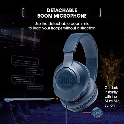 JBL Quantum 100 Wired Over-Ear Gaming Headset with Detachable Mic (Blue) JBL Quantum 100 Wired Over-Ear Gaming Headset with Detachable Mic (Blue)