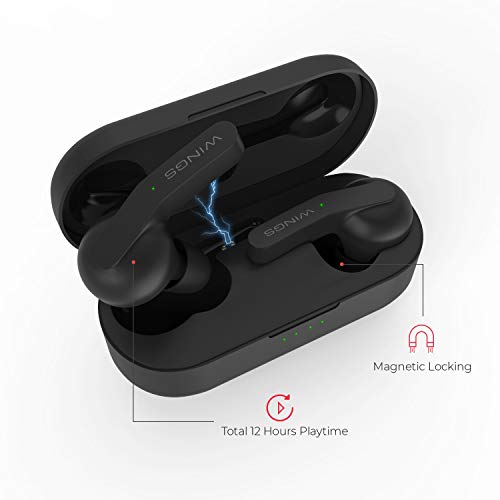 Wings Troopers in Ear True Wireless Bluetooth Earbuds with Mic (TWS) - (Black)- Wings Troopers in Ear True Wireless Bluetooth Earbuds with Mic (TWS) - (Black)-