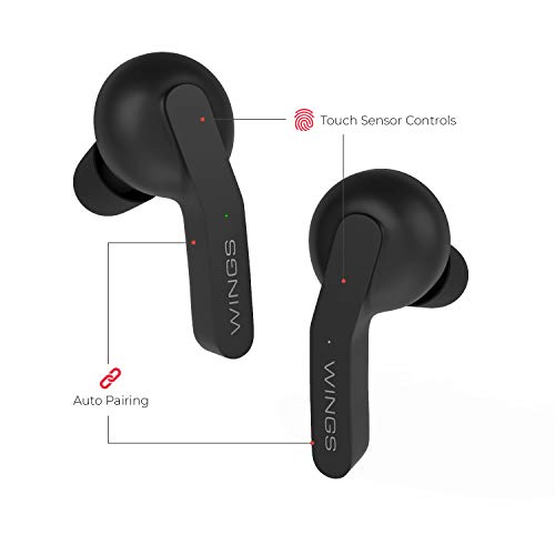 Wings Troopers in Ear True Wireless Bluetooth Earbuds with Mic (TWS) - (Black)- Wings Troopers in Ear True Wireless Bluetooth Earbuds with Mic (TWS) - (Black)-