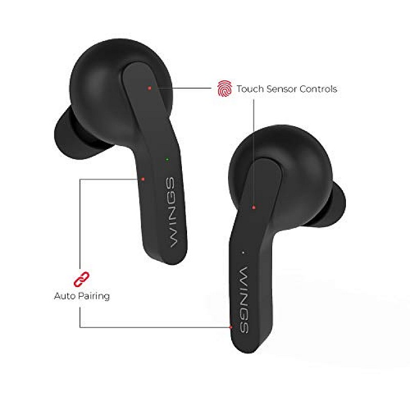 Wings Troopers in Ear True Wireless Bluetooth Earbuds with Mic (TWS) - (Black)