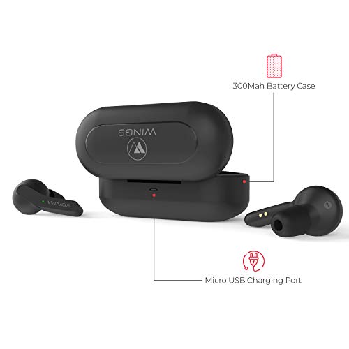 Wings Troopers in Ear True Wireless Bluetooth Earbuds with Mic (TWS) - (Black)- Wings Troopers in Ear True Wireless Bluetooth Earbuds with Mic (TWS) - (Black)-