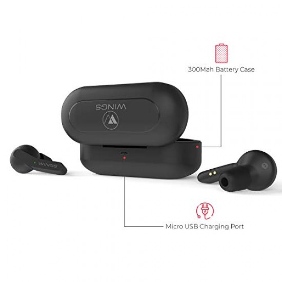 Wings Troopers in Ear True Wireless Bluetooth Earbuds with Mic (TWS) - (Black)-