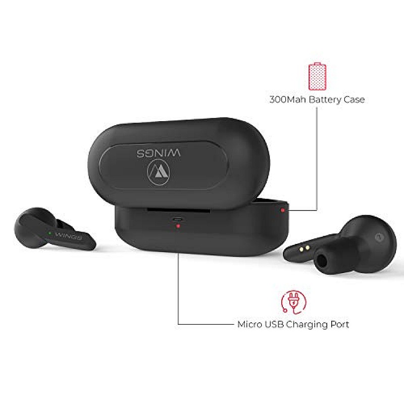 Wings Troopers in Ear True Wireless Bluetooth Earbuds with Mic (TWS) - (Black)