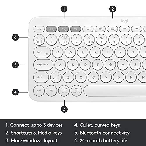 Logitech K380 Wireless Multi-Device Bluetooth Keyboard for Windows, Apple iOS, Android or Chrome (Off White) Logitech K380 Wireless Multi-Device Bluetooth Keyboard for Windows, Apple iOS, Android or Chrome (Off White)