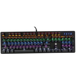 HP GK100 Wired Full Size RGM Backlit Mechanical Gaming Keyboard, 4 LED Indicators