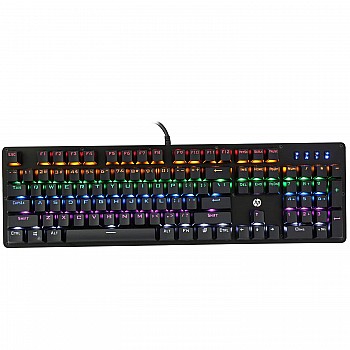 HP GK100 Wired Full Size RGM Backlit Mechanical Gaming Keyboard, 4 LED Indicators