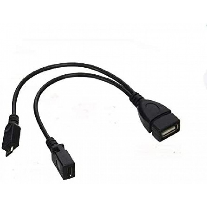 Terabyte Micro USB Male to 2.0 Female Host OTG Cable with Adapter and Power Y Splitter