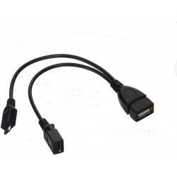 Terabyte Micro USB Male to 2.0 Female Host OTG Cable with Adapter and Power Y Splitter