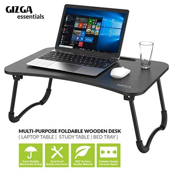 Multi-Purpose Portable Wooden Laptop Table (Black)
