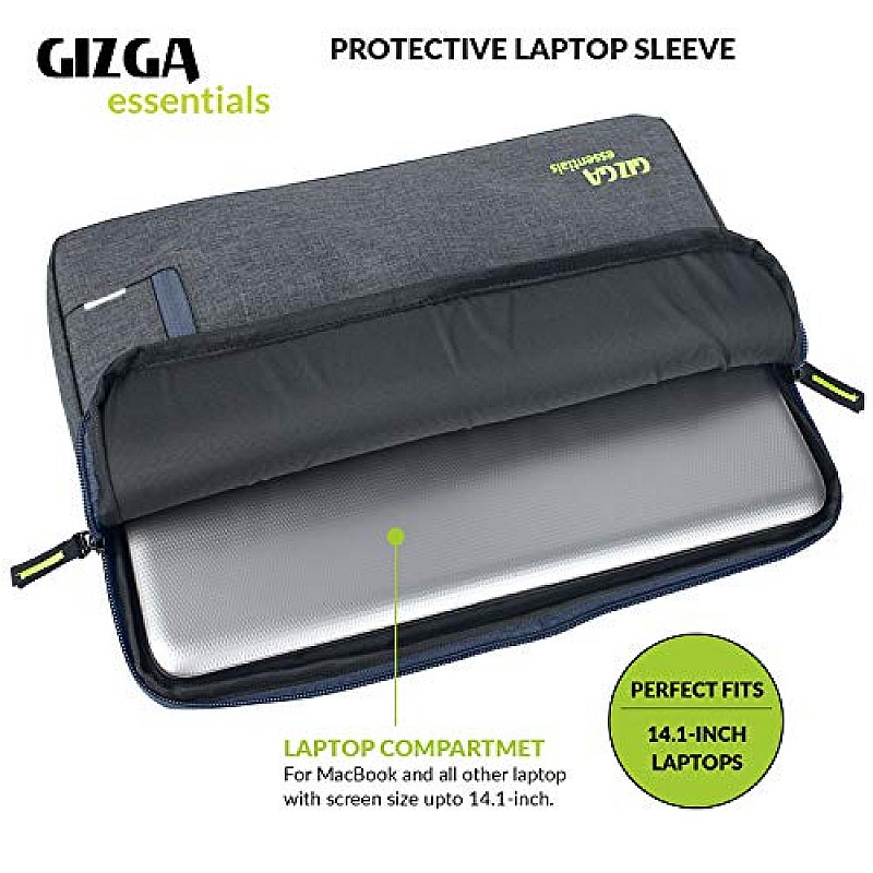 Gizga Essentials Laptop Bag Sleeve for 14 inch Laptop Case Cover PouchMacbook Pro (Grey)