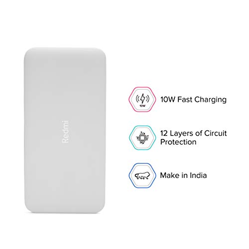 Redmi 10000mAh Lithium Polymer Power Bank with 10 Watt Fast Charging, (White) Redmi 10000mAh Lithium Polymer Power Bank with 10 Watt Fast Charging, (White)