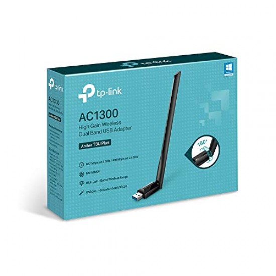 TP-LINK AC1300 Archer T3U Plus High Gain USB 3.0 Wi-Fi Dongle