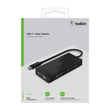 Belkin USB-C Video Adapter with Tethered USB-C Cable Connectivity for USB-C to DVI Port Belkin USB-C Video Adapter with Tethered USB-C Cable Connectivity for USB-C to DVI Port
