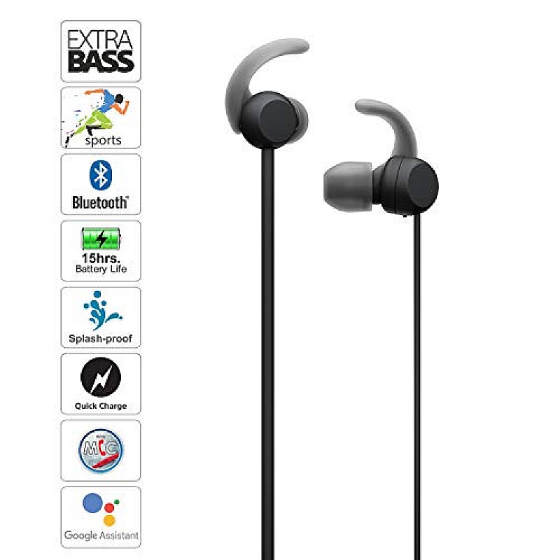 Sony WI-SP510 Wireless Sports Extra Bass in-Ear Headphones (Black)