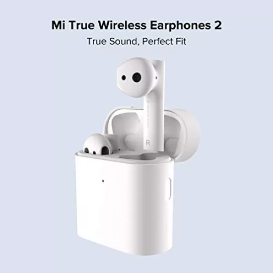 MI True Wireless in Ear Earphones 2 with Mic, Balanced Sound,14 hrs Battery Life; 14.2 mm Dynamic Driver, Dual Mic (White)