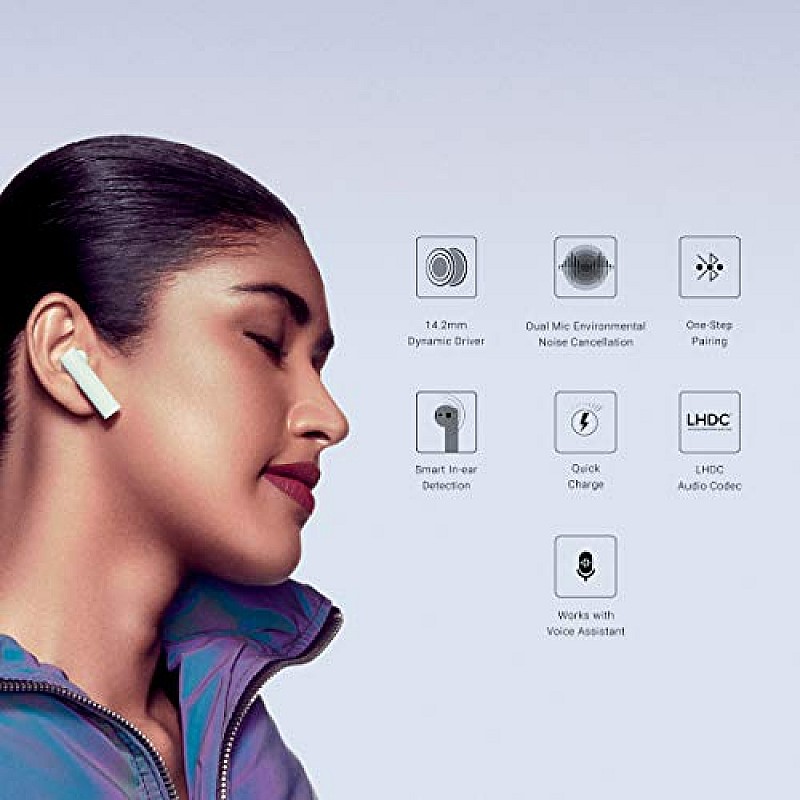 MI True Wireless in Ear Earphones 2 with Mic, Balanced Sound,14 hrs Battery Life; 14.2 mm Dynamic Driver, Dual Mic (White)