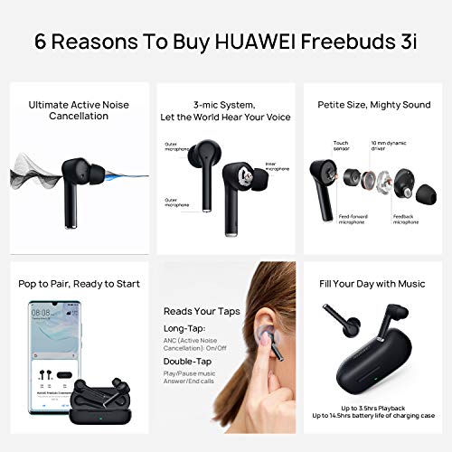 HUAWEI FreeBuds 3i-Black Wireless Earbuds with Ultimate Active Noise Cancellation HUAWEI FreeBuds 3i-Black Wireless Earbuds with Ultimate Active Noise Cancellation