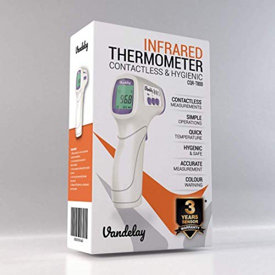 Vandelay Infrared Thermometer -3 years Sensor Warranty - MADE in INDIA- with Non -Contact IR Thermometer Forehead Temperature Gun