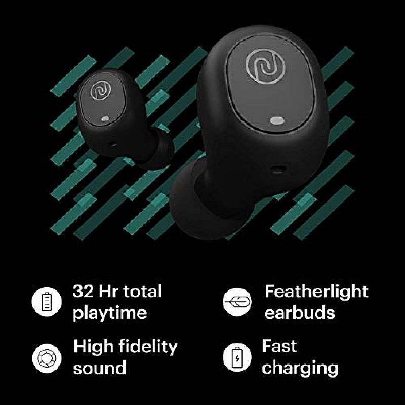 Noise Shots Nuvo True Wireless Earbuds (Bluetooth v5.0) with HD Sound and Fast Charging (Stealth Black)