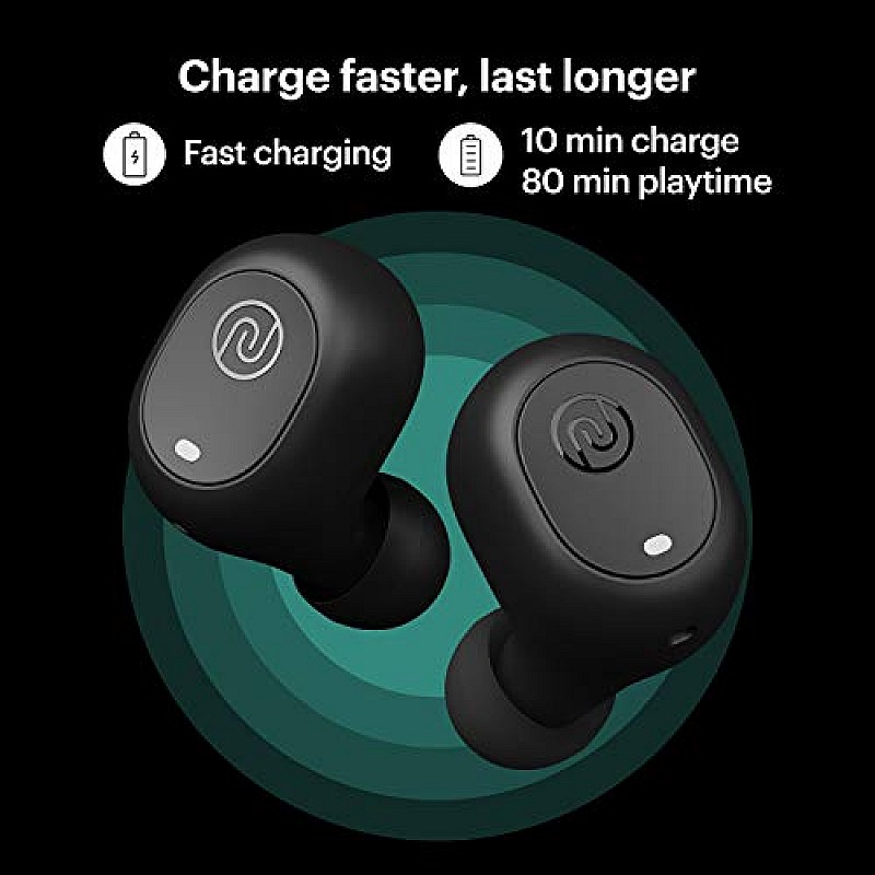 Noise Shots Nuvo True Wireless Earbuds (Bluetooth v5.0) with HD Sound and Fast Charging (Stealth Black)