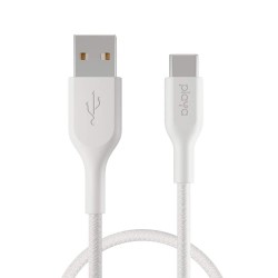 Playa by Belkin Ultra Strong Braided Tough USB to USB-C Cable, USB Type-C to USB A 2.0 Male Cable, 3.3 Feet (1 Meter), White