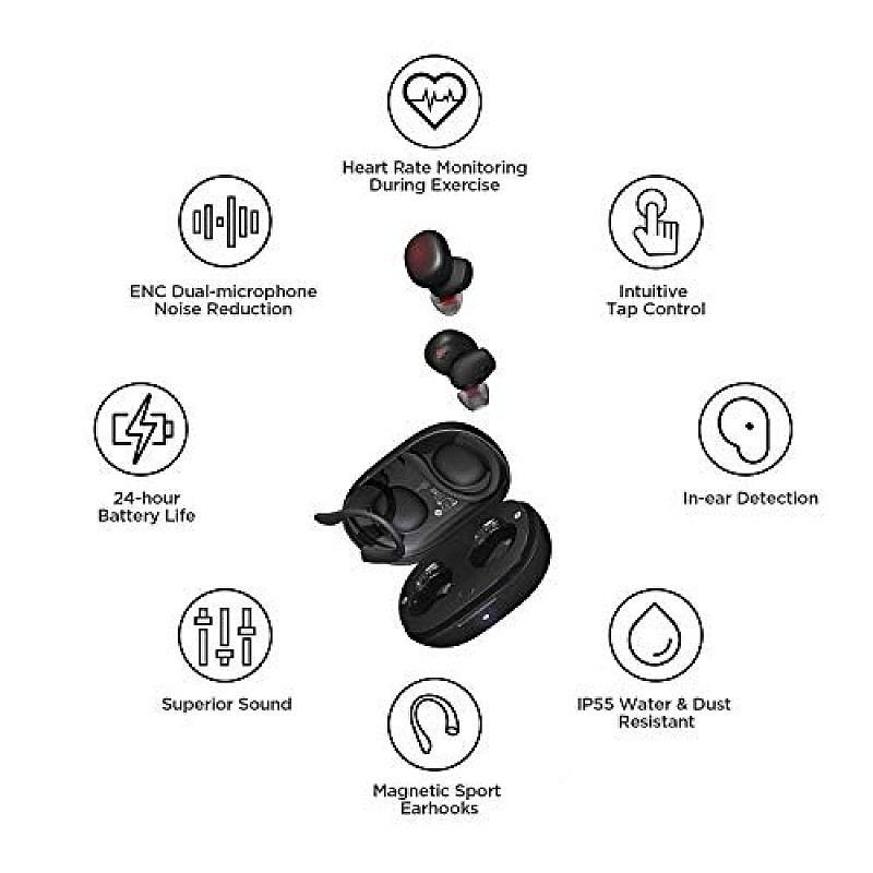 Amazfit PowerBuds Truly Wireless Bluetooth in Ear Earbuds with Mic Dynamic Black