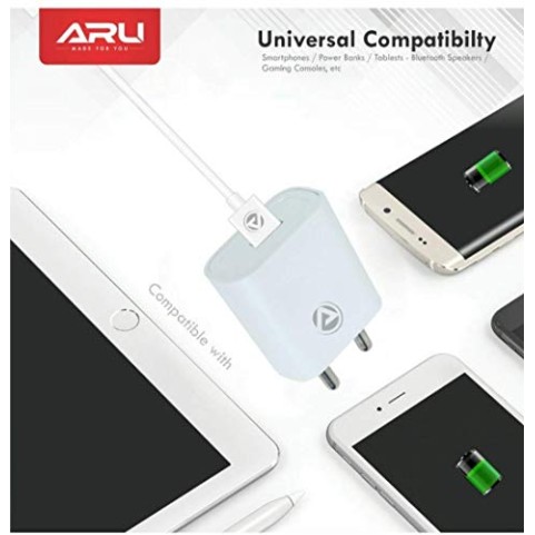 ARU AR-155 2Amp Fast Charger with Charge & Sync USB Cable (White) ARU AR-155 2Amp Fast Charger with Charge & Sync USB Cable (White)