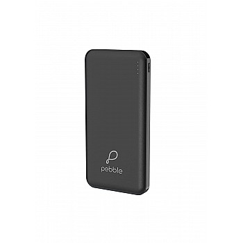 Pebble 10000mAh Li-Polymer Power Bank Volt+ (Black) with Type-C Input & 12W Fast Charging 