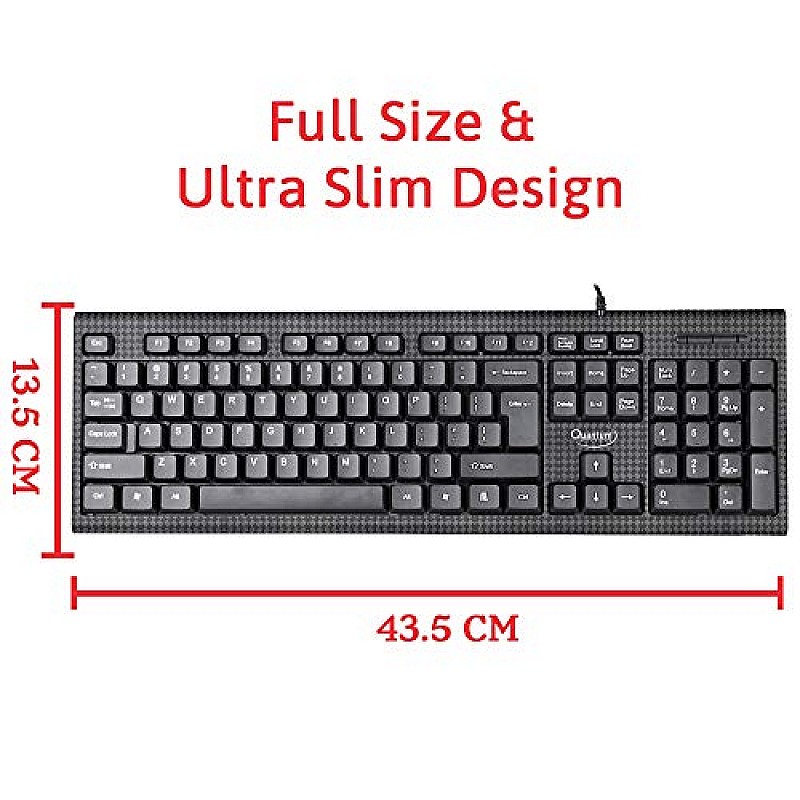 Quantum QHM-7406 Full-Sized Keyboard with (₹) Rupee Symbol, Hotkeys and 3-pieces LED function