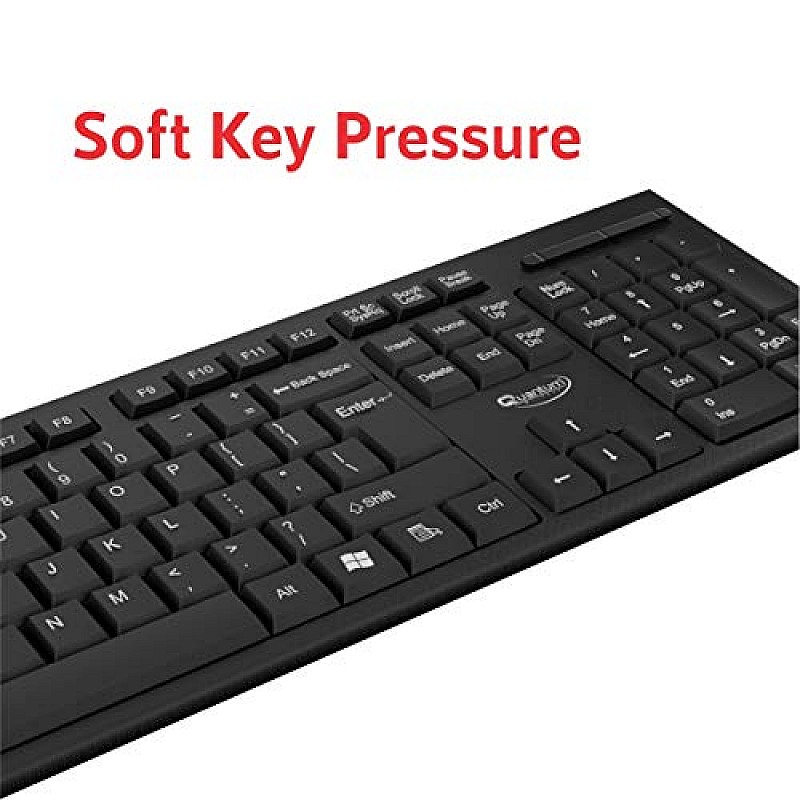 Quantum QHM-7406 Full-Sized Keyboard with (₹) Rupee Symbol, Hotkeys and 3-pieces LED function