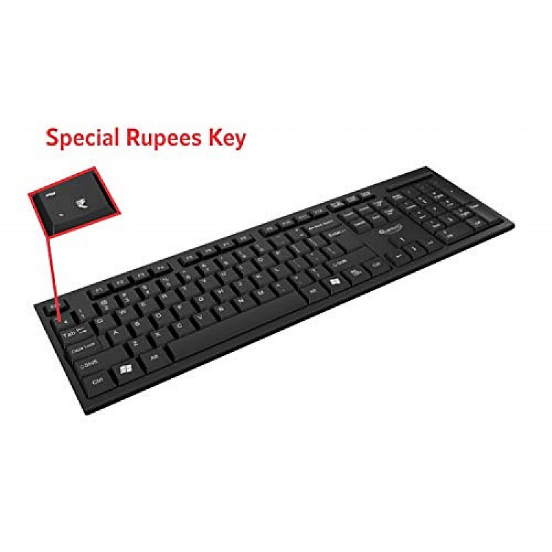 Quantum QHM-7406 Full-Sized Keyboard with (₹) Rupee Symbol, Hotkeys and 3-pieces LED function