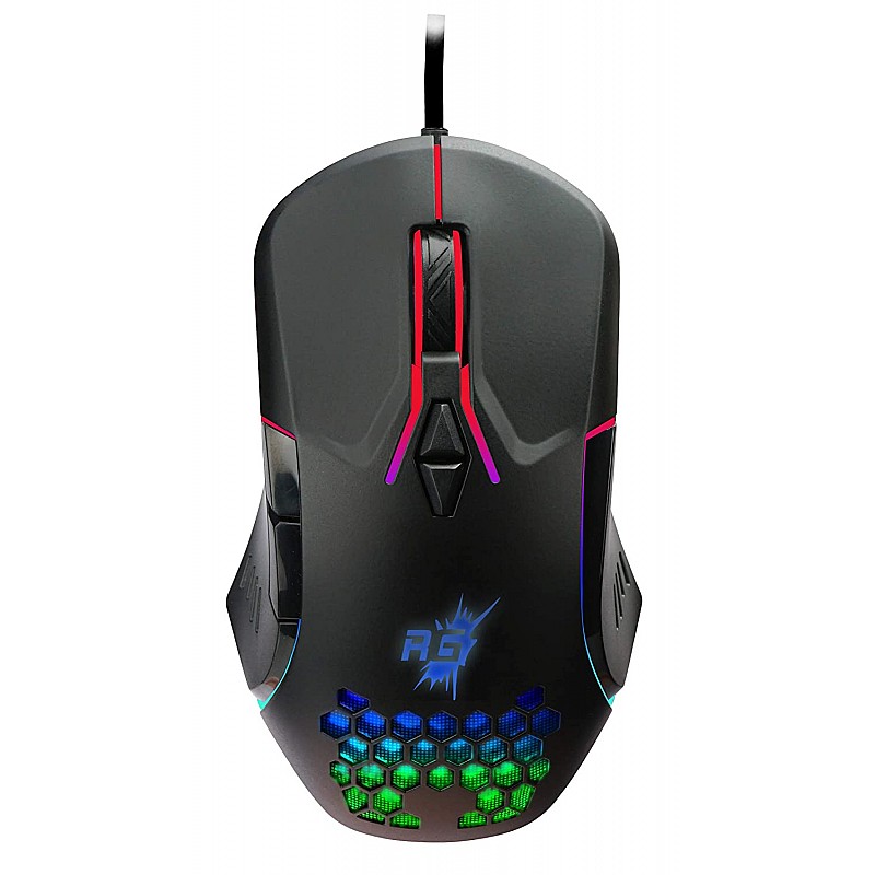 Redgear a-15 wired gaming mouse with rgb, semi-honeycomb design and upto 6400 dpi for windows pc gamers Black