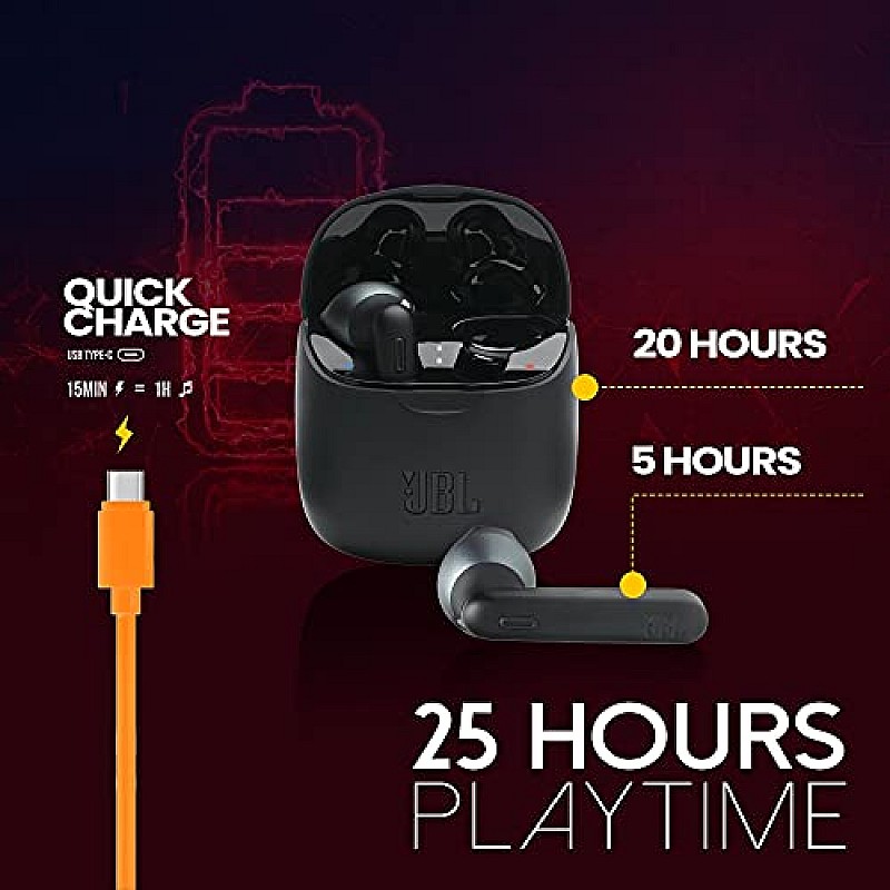 JBL Tune 225TWS by Harman True Wireless in-Ear Headphones with 25 Hours Playtime, Dual Connect, & Bluetooth 5.0 (Black)