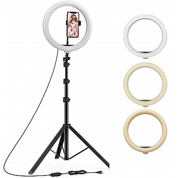 Marklif CXB-260 10" Inch (26 cm) LED Ring Fill Light for Camera/Phone with 7 Feet Long Foldable and Lightweight Tripod Stand