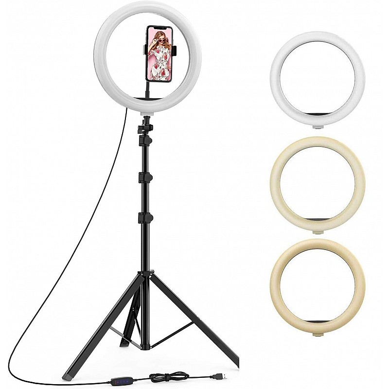 Marklif CXB-260 10" Inch (26 cm) LED Ring Fill Light for Camera/Phone with 7 Feet Long Foldable and Lightweight Tripod Stand