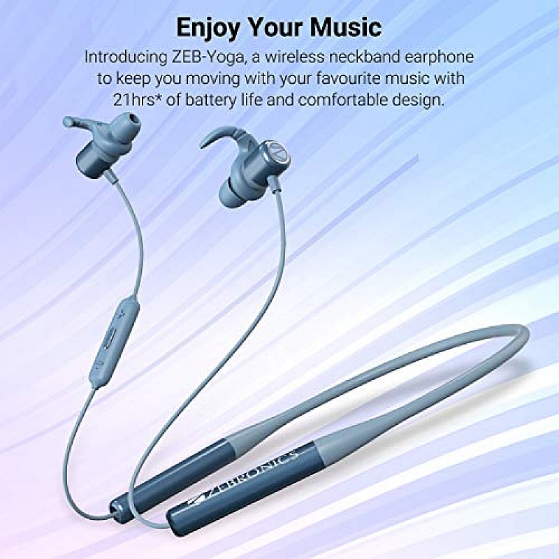 Zebronics ZEB-YOGA Wireless Bluetooth Supporting Earphone With Neckband Supports Magnetic Switch Control