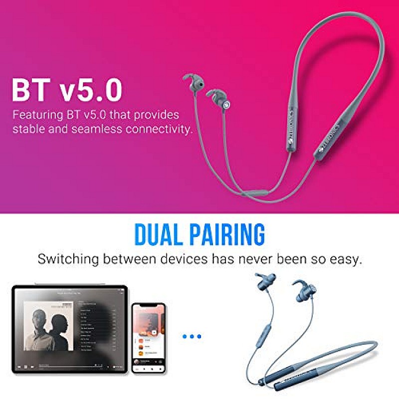 Zebronics ZEB-YOGA Wireless Bluetooth Supporting Earphone With Neckband Supports Magnetic Switch Control