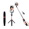 pTron Glam Plus Bluetooth Extendable Selfie Stick with Tripod Stand, Wireless Remote (Black & Red)