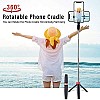 pTron Glam Plus Bluetooth Extendable Selfie Stick with Tripod Stand, Wireless Remote (Black & Red)