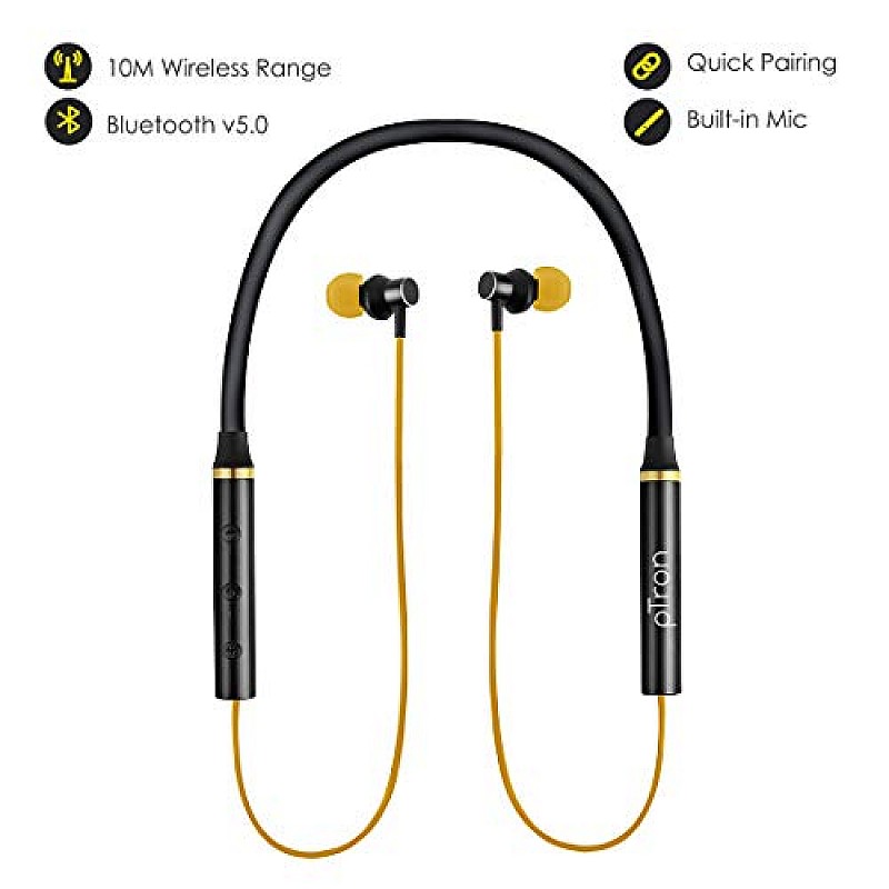 pTron Tangent Plus Magnetic in-Ear Wireless Bluetooth 5.0 Headphones, 15hrs Playback 