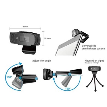 HP w200 HD 720p/30 Fps Webcam, Built-in Mic, Plug and Play, Wide-Angle View for Video Calling, Skype, Zoom, Microsoft Teams HP w200 HD 720p/30 Fps Webcam, Built-in Mic, Plug and Play, Wide-Angle View for Video Calling, Skype, Zoom, Microsoft Teams