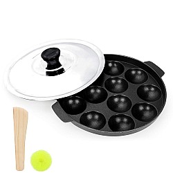 Tosaa Non-Stick 12 Cavity Appam Patra with Stainless Steel Lid- back