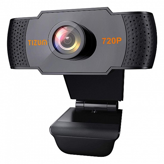 Tizum HD 720p Webcam, Manual Focus, Widescreen Viewing Angle, Auto Light Correction 