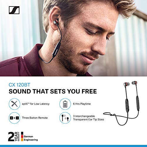 Sennheiser CX 120BT Wireless Bluetooth in Ear Neckband Headphone with Mic Black Sennheiser CX 120BT Wireless Bluetooth in Ear Neckband Headphone with Mic Black