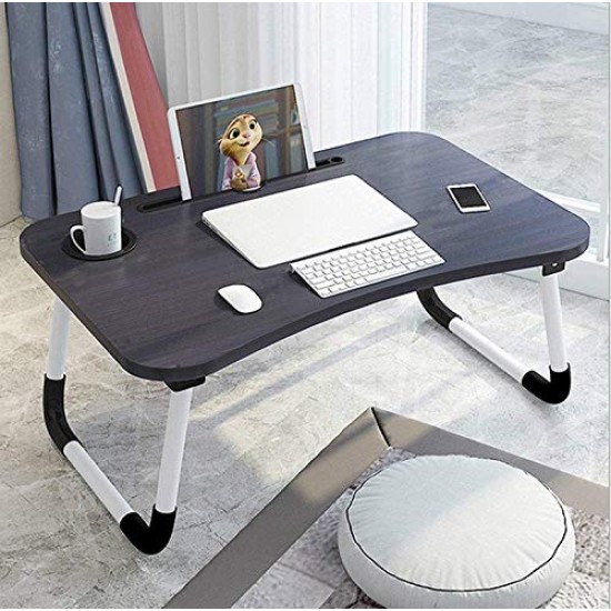 Callas Multipurpose Foldable Laptop Table with Cup Holder, Study Table, Bed Table, Breakfast Table, Foldable and Portable