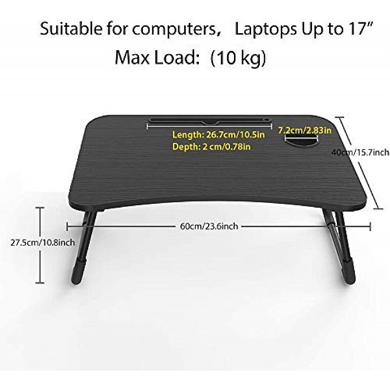 Callas Multipurpose Foldable Laptop Table with Cup Holder, Study Table, Bed Table, Breakfast Table, Foldable and Portable