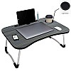 Callas Multipurpose Foldable Laptop Table with Cup Holder, Study Table, Bed Table, Breakfast Table, Foldable and Portable