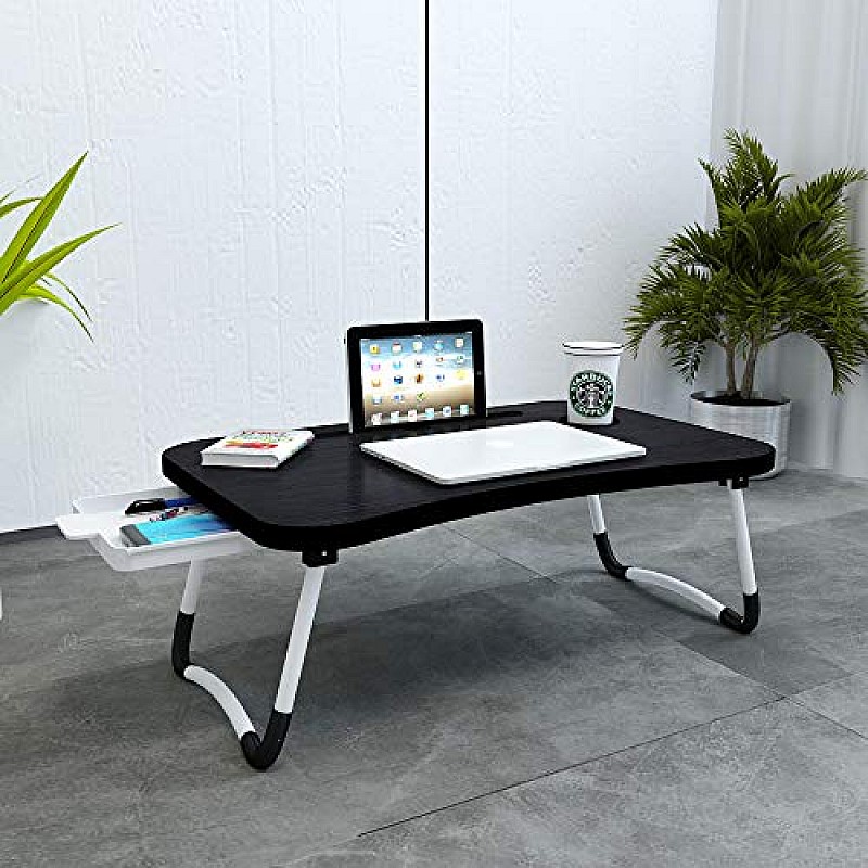 Callas Multipurpose Foldable Laptop Table with Cup Holder, Study Table, Bed Table, Breakfast Table, Foldable and Portable