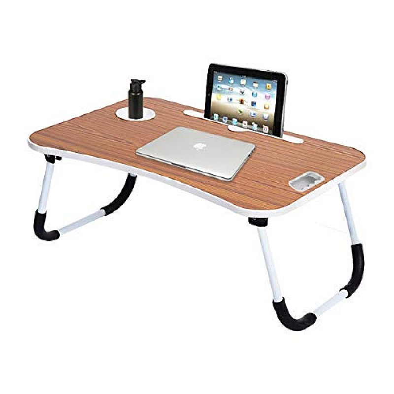 Callas Multipurpose Foldable Laptop Table with Cup Holder, Study Table, Bed Table, Breakfast Table, Foldable and Portable