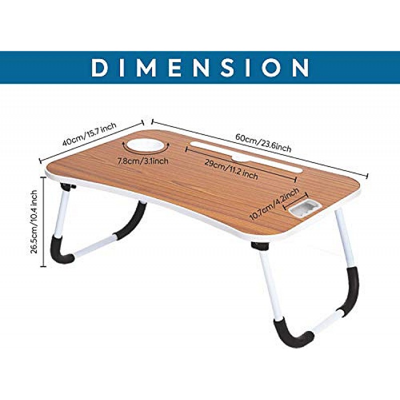 Callas Multipurpose Foldable Laptop Table with Cup Holder, Study Table, Bed Table, Breakfast Table, Foldable and Portable